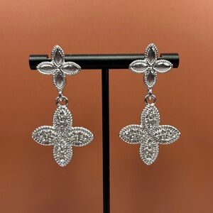 Silver & Rhinestone Drop Earrings